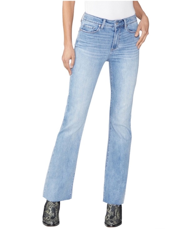 PAIGE Denim - PAIGE High Rise Laurel Canyon Raw Hem Bootcut Jeans Size 30 Marienne NWT